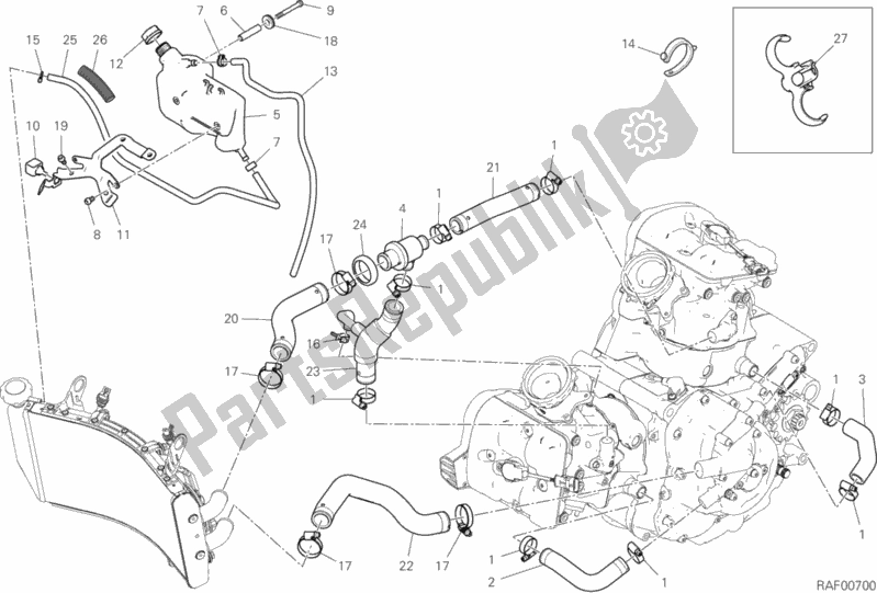 Tutte le parti per il Circuito Di Raffreddamento del Ducati Hypermotard 950 USA 2020